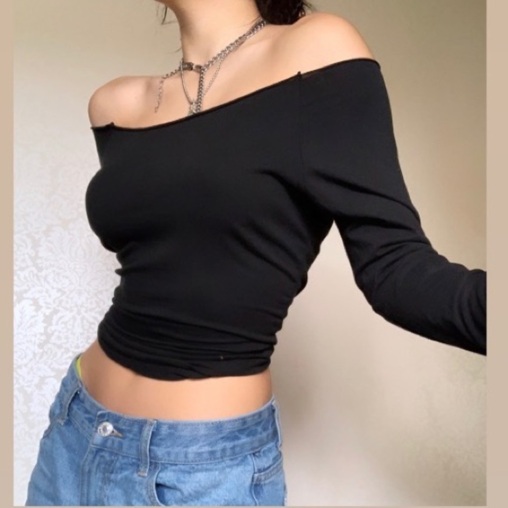 Black off the shoulder top